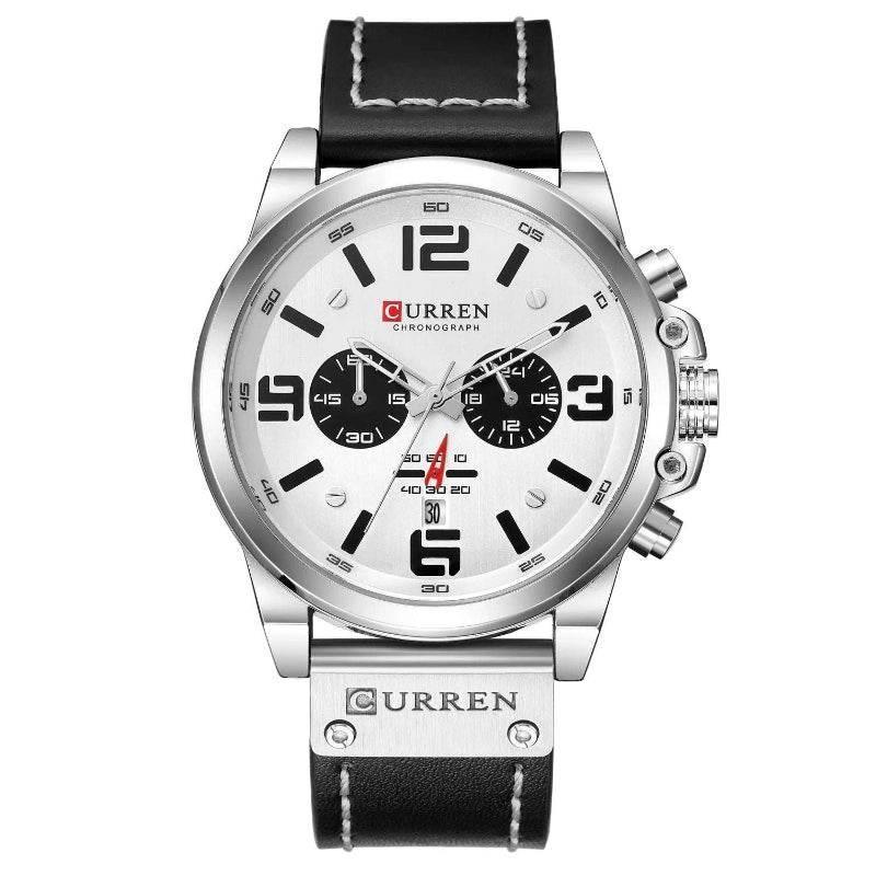 EMESA HOME Men's Luxury Waterproof Sport Chronograph Watch, Quartz Military Style with Genuine Leather Strap - EMESA HOME™