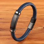 EMESA HOME Fashion Stainless Steel Charm Bracelet – Black Leather, Genuine Braided, Punk Rock Jewelry Accessories for Men - EMESA HOME™
