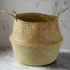 EMESA HOME Sea grass Wicker Storage Basket - Folding Organizer, Plant Pot, Laundry Basket, Home & Garden Belly Member Basket - EMESA HOME™