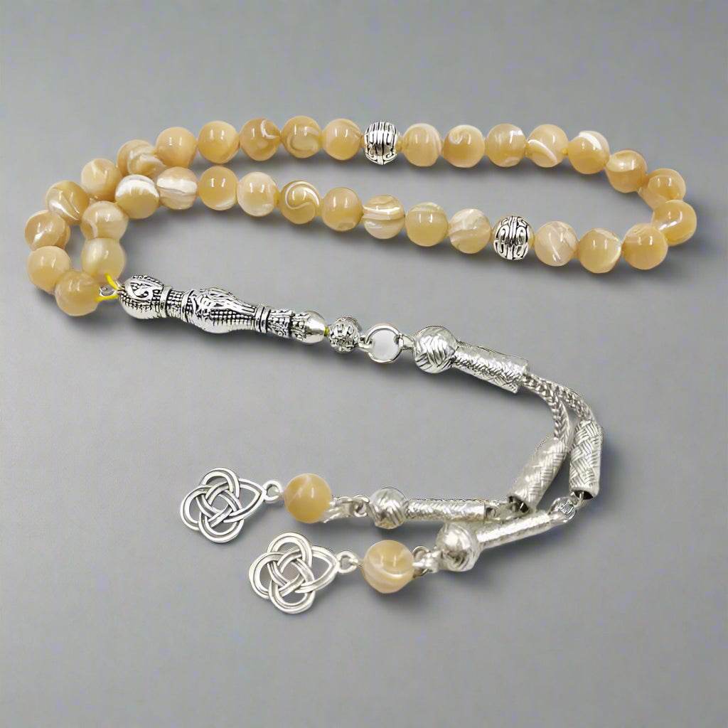 EMESA HOME Natural Sea Shell Beaded Bracelet – 33 Beads Handmade Jewelry Accessory with Tassel 45 beads