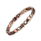 Rose gold and silver bracelet on a white background