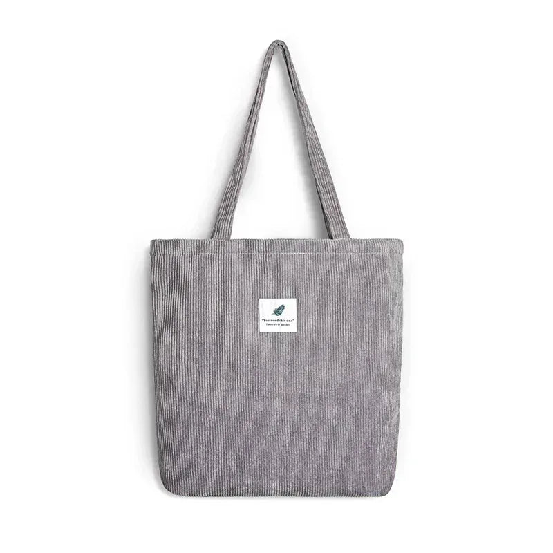 EMESA HOME Corduroy Canvas Tote Bag – Casual Reusable Shoulder Handbag for Women - EMESA HOME™