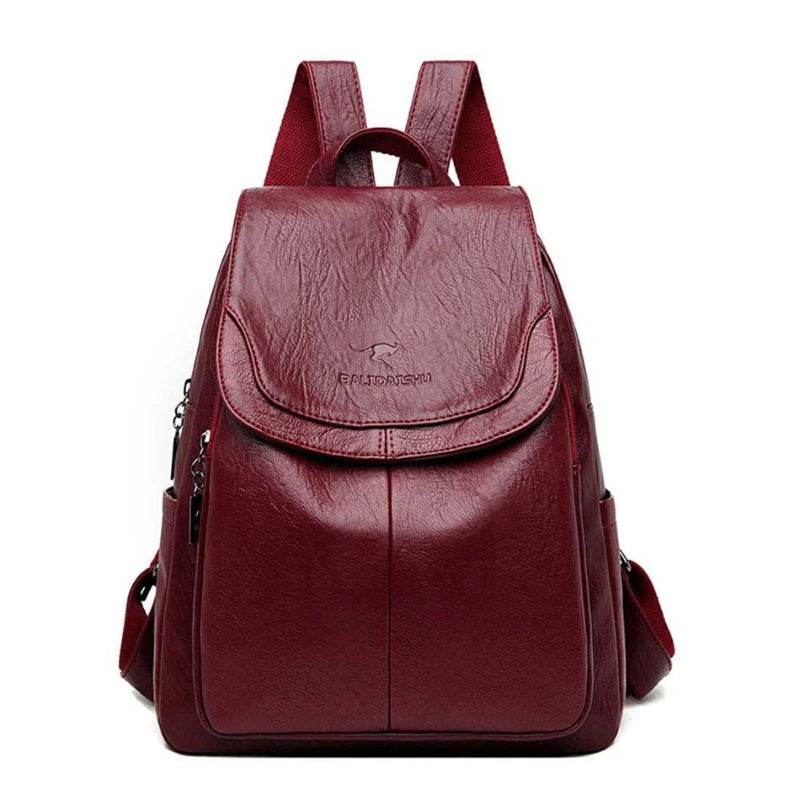 EMESA HOME Women’s Large Capacity Leather Backpack Vintage Travel Bag School Bookbag Rucksack Burgundy