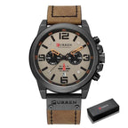 EMESA HOME Men's Luxury Waterproof Sport Chronograph Watch, Quartz Military Style with Genuine Leather Strap - EMESA HOME™