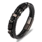 EMESA HOME Fashion Stainless Steel Charm Bracelet – Black Leather, Genuine Braided, Punk Rock Jewelry Accessories for Men - EMESA HOME™