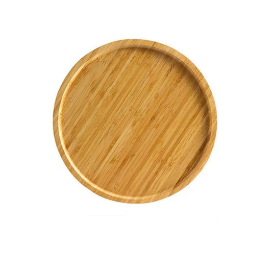 EMESA HOME-Wooden Round Serving Platter Tray - Pizza, Salad, Breakfast, Fruits, Bread, Dessert, Tea Mat, Snacks Dish 25x25x1.5cm