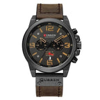 EMESA HOME Men's Luxury Waterproof Sport Chronograph Watch, Quartz Military Style with Genuine Leather Strap - EMESA HOME™