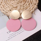 EMESA HOME Double Round Wafer Drop Earrings, Colorful Geometric Metal Brincos for Women, European American Party Statement Jewelry - EMESA HOME™