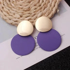 EMESA HOME Double Round Wafer Drop Earrings, Colorful Geometric Metal Brincos for Women, European American Party Statement Jewelry - EMESA HOME™