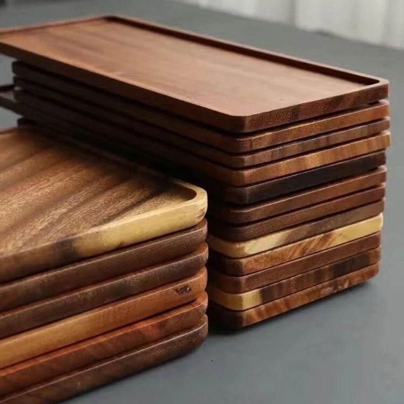 EMESA HOME Natural Wooden Tray - Rectangular Serving Plate for Fruit, Snacks, and Food Storage in Hotels and Homes.. - EMESA HOME™