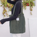 EMESA HOME Corduroy Canvas Tote Bag – Casual Reusable Shoulder Handbag for Women - EMESA HOME™