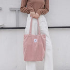 EMESA HOME Corduroy Canvas Tote Bag – Casual Reusable Shoulder Handbag for Women - EMESA HOME™
