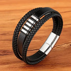 EMESA HOME Fashion Stainless Steel Charm Bracelet – Black Leather, Genuine Braided, Punk Rock Jewelry Accessories for Men - EMESA HOME™