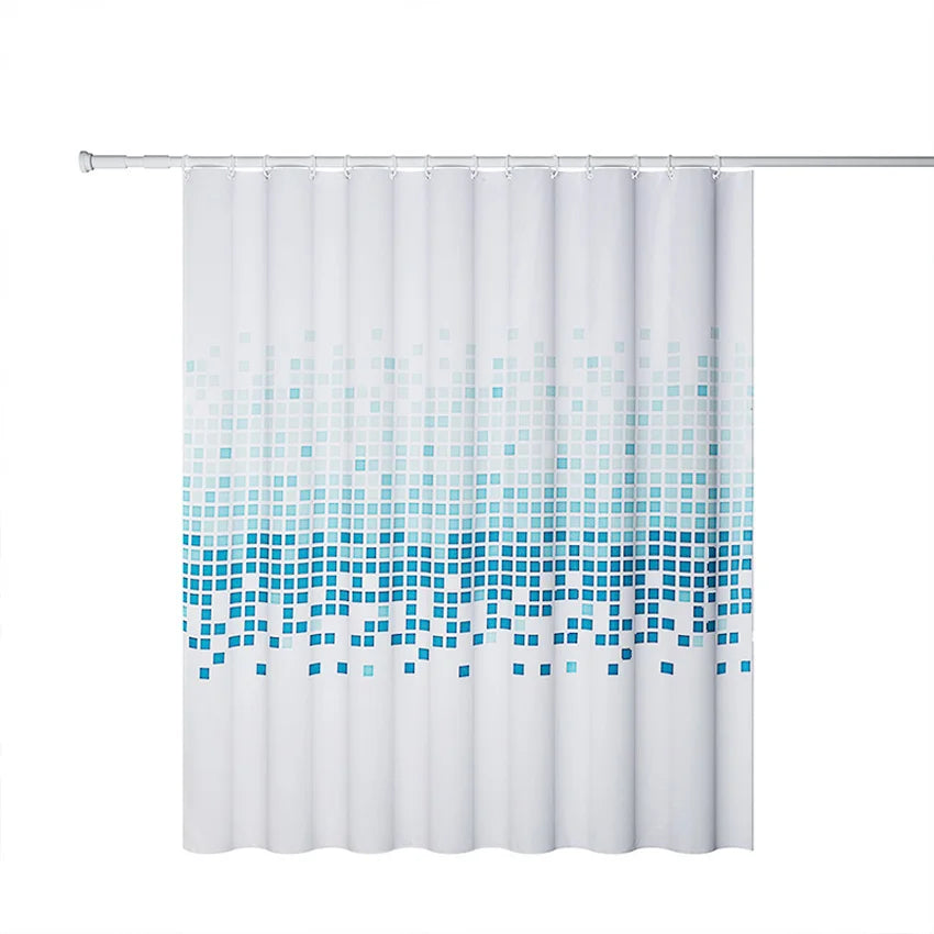 EMESA HOME Blue Mosaic Polyester Curtain Waterproof Shower Curtain Suitable for Bathroom Bathtub Shower Curtain