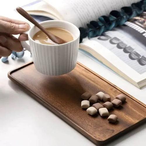 EMESA HOME Natural Wooden Tray - Rectangular Serving Plate for Fruit, Snacks, and Food Storage in Hotels and Homes.. - EMESA HOME™