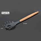EMESA HOME Silicone Kitchen Utensils Set – Non-Stick Spatula, Spoon & Brush with Wooden Multifunction Handle - EMESA HOME™