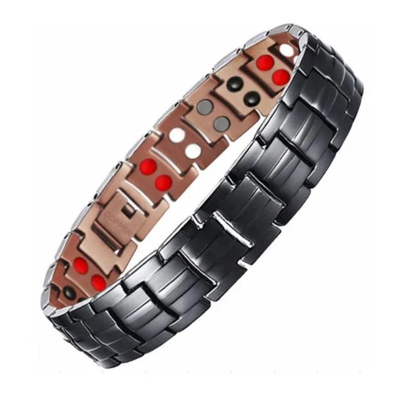 Metallic bracelet with a gradient design on a white background