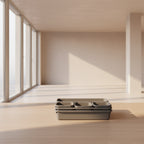 Set of gray plastic containers on a white background