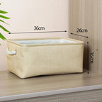 EMESA HOME Cotton Linen Folding Storage Basket – Organizer for Toys, Clothes, Sundries – Cabinet Bag, Collapsible Laundry Hamper for Home Use - EMESA HOME™