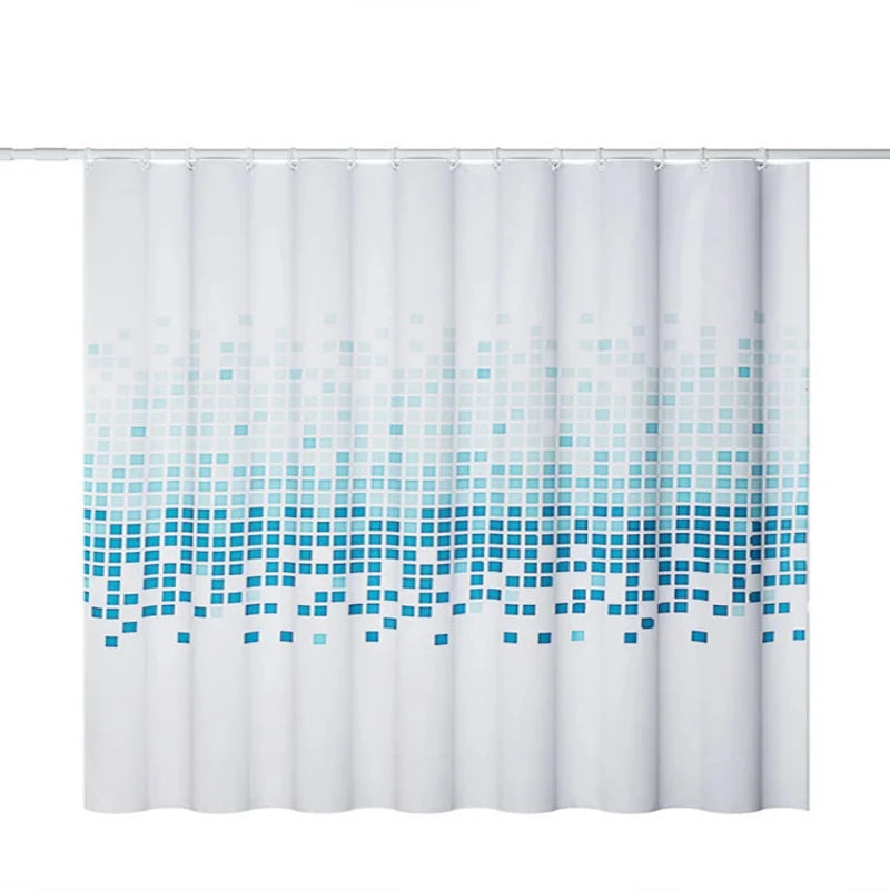 EMESA HOME Blue Mosaic Polyester Curtain Waterproof Shower Curtain Suitable for Bathroom Bathtub Shower Curtain