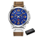 EMESA HOME Men's Luxury Waterproof Sport Chronograph Watch, Quartz Military Style with Genuine Leather Strap - EMESA HOME™