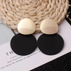 EMESA HOME Double Round Wafer Drop Earrings, Colorful Geometric Metal Brincos for Women, European American Party Statement Jewelry - EMESA HOME™