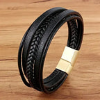 EMESA HOME Fashion Stainless Steel Charm Bracelet – Black Leather, Genuine Braided, Punk Rock Jewelry Accessories for Men - EMESA HOME™