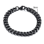 Black chain bracelet on a white background with a measurement label indicating 9mm width.