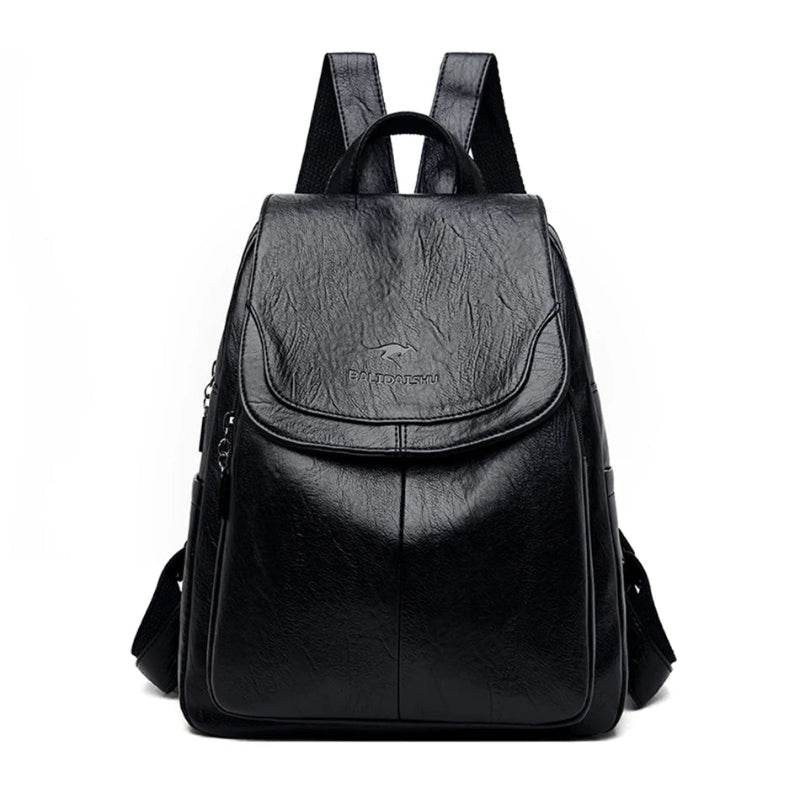 EMESA HOME Women’s Large Capacity Leather Backpack Vintage Travel Bag School Bookbag Rucksack Black