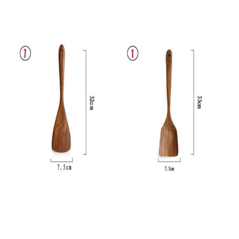Two wooden paddles with measurements on a white background