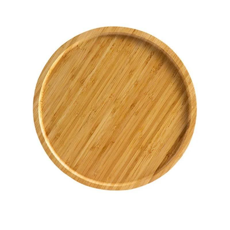 EMESA HOME-Wooden Round Serving Platter Tray - Pizza, Salad, Breakfast, Fruits, Bread, Dessert, Tea Mat, Snacks Dish - EMESA HOME™
