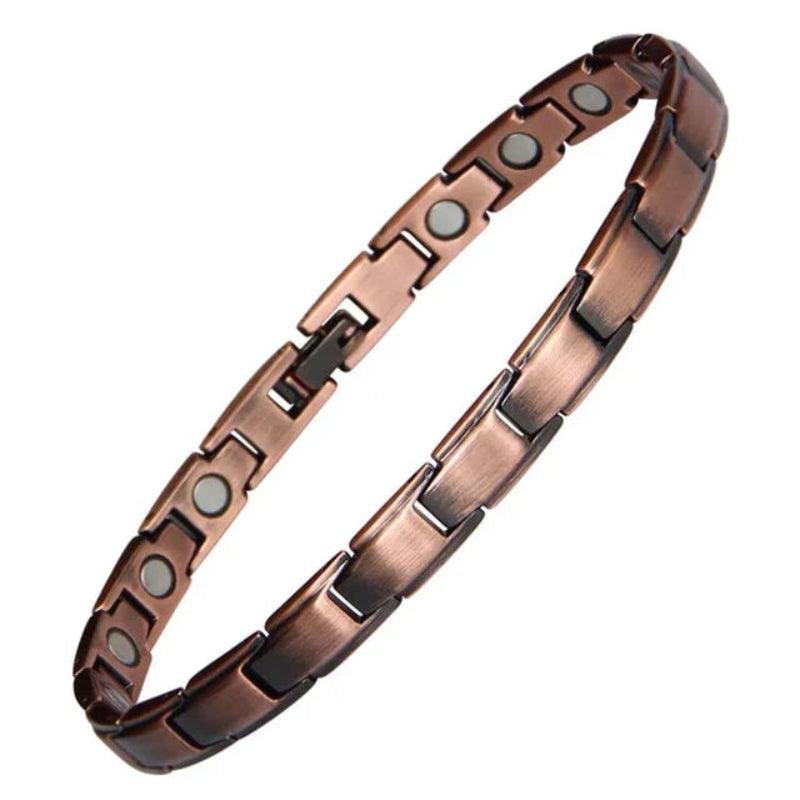 Copper magnetic bracelet on a white background