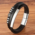 EMESA HOME Fashion Stainless Steel Charm Bracelet – Black Leather, Genuine Braided, Punk Rock Jewelry Accessories for Men - EMESA HOME™