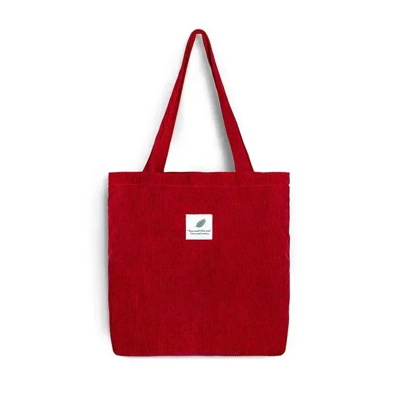 EMESA HOME Corduroy Canvas Tote Bag – Casual Reusable Shoulder Handbag for Women - EMESA HOME™
