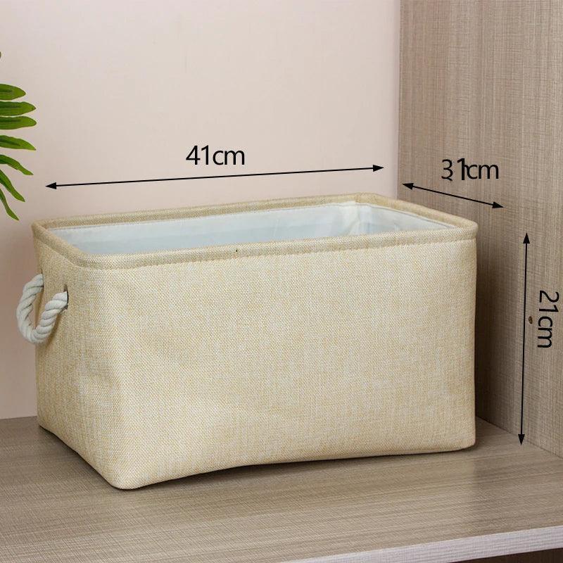 EMESA HOME Cotton Linen Folding Storage Basket – Organizer for Toys, Clothes, Sundries – Cabinet Bag, Collapsible Laundry Hamper for Home Use - EMESA HOME™