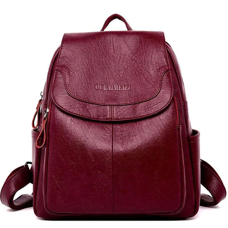 EMESA HOME (LANYIBAIGE) Women Leather Backpack Female Shoulder Bag Ladies Vintage School Bag for Girls Travel Backpack