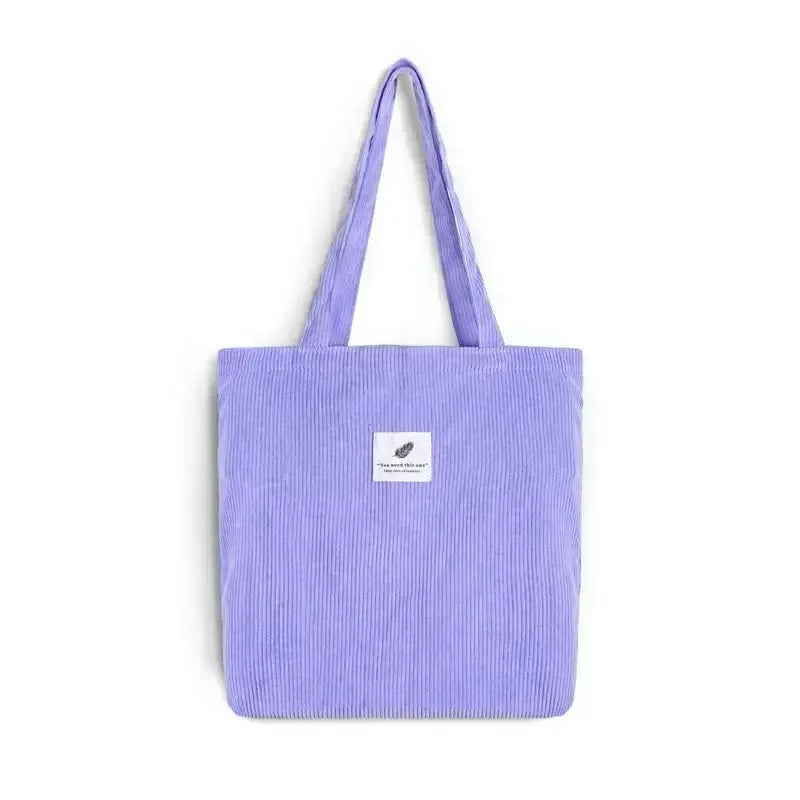 EMESA HOME Corduroy Canvas Tote Bag – Casual Reusable Shoulder Handbag for Women - EMESA HOME™