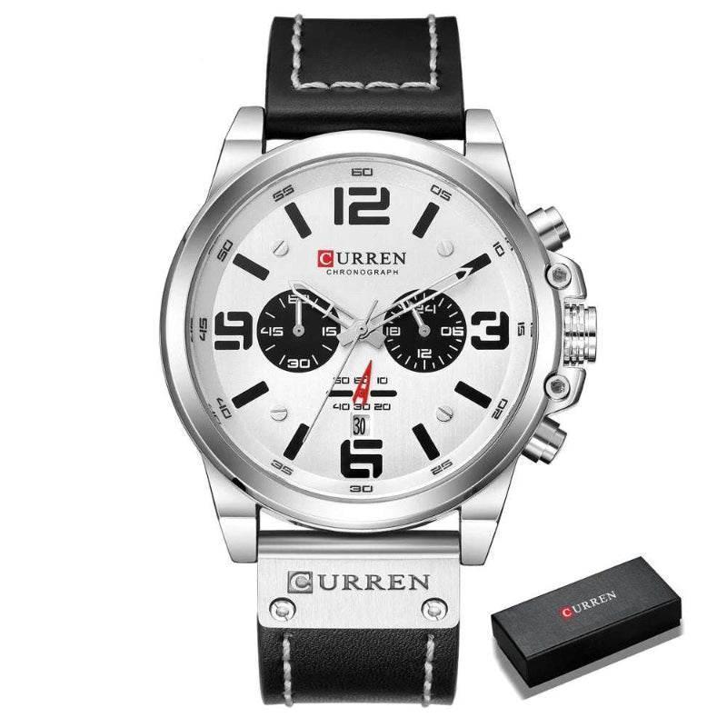 EMESA HOME Men's Luxury Waterproof Sport Chronograph Watch, Quartz Military Style with Genuine Leather Strap - EMESA HOME™