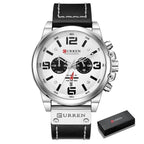 EMESA HOME Men's Luxury Waterproof Sport Chronograph Watch, Quartz Military Style with Genuine Leather Strap - EMESA HOME™