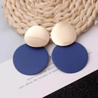 EMESA HOME Double Round Wafer Drop Earrings, Colorful Geometric Metal Brincos for Women, European American Party Statement Jewelry - EMESA HOME™