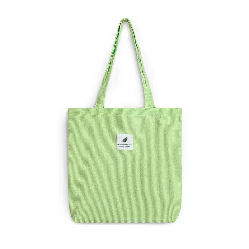 EMESA HOME Corduroy Canvas Tote Bag – Casual Reusable Shoulder Handbag for Women - EMESA HOME™