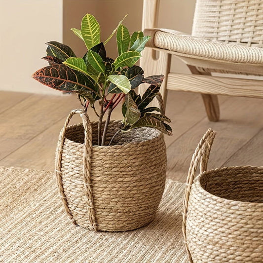 It sounds like you're interested in a Nordic-style woven flower pot decoration or basket from EMESA HOME. - Emesa Home