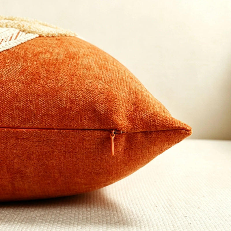 EMESA HOME Tufted Letter & Pumpkin Embroidered Autumn Cushion Cover