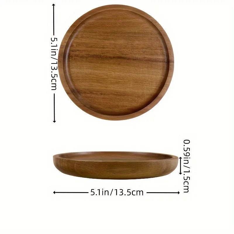 EMESA HOME Japanese Solid Wood Fruit Plate, Multi-Size Wooden Tray, High-Quality Fruit & Snack Serving Tray Round shape S 6 Inches