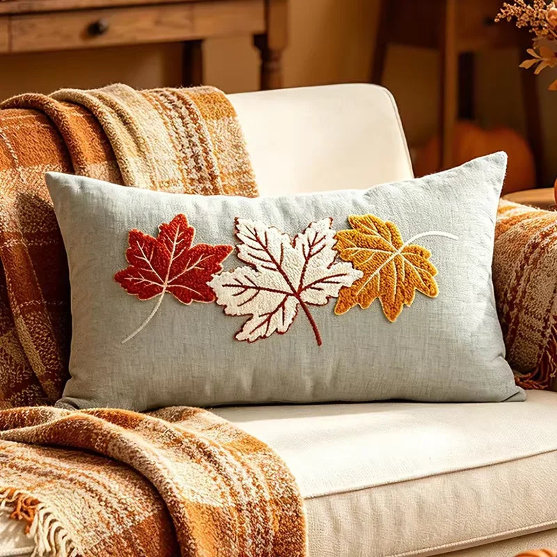 EMESA HOME Autumn Embroidered Farmhouse Decorative Cushion Cover