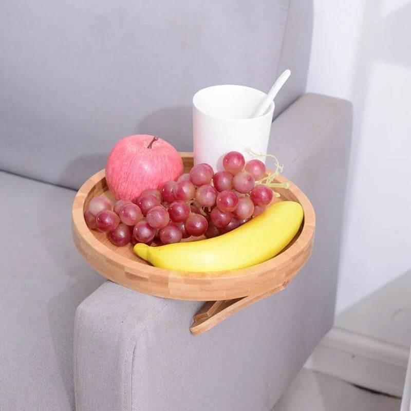 EMESA HOME Sofa Tray Table: Natural Bamboo Clip-On Tray for Convenient TV Snacks and Remote Control Storage - EMESA HOME™