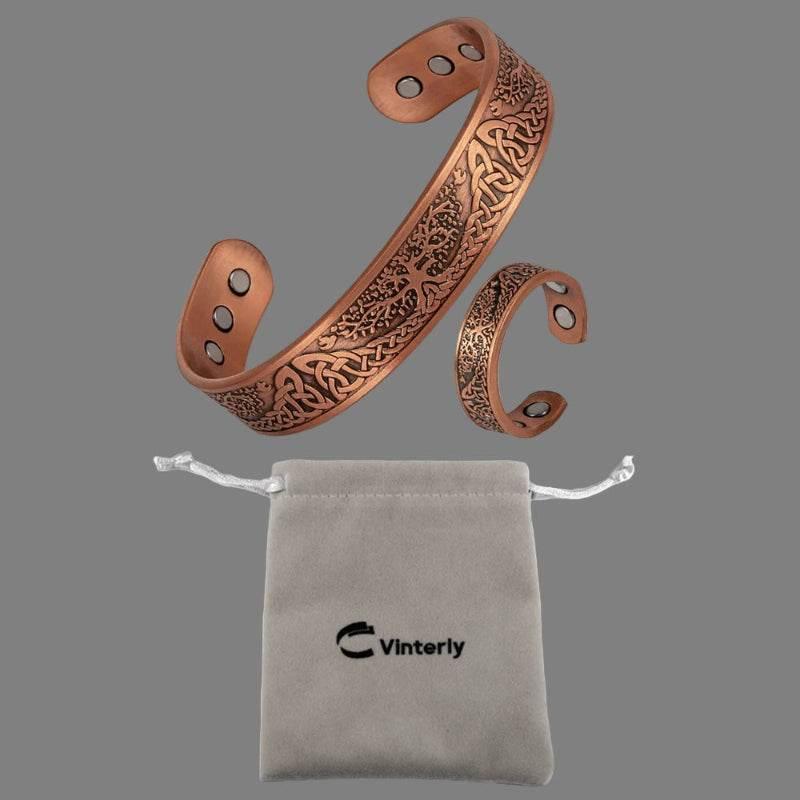 EMESA HOME Magnetic Copper Yggdrasil Jewelry Set Adjustable Vintage Bracelet and Ring Viking Jewelry for Unisex - EMESA HOME™