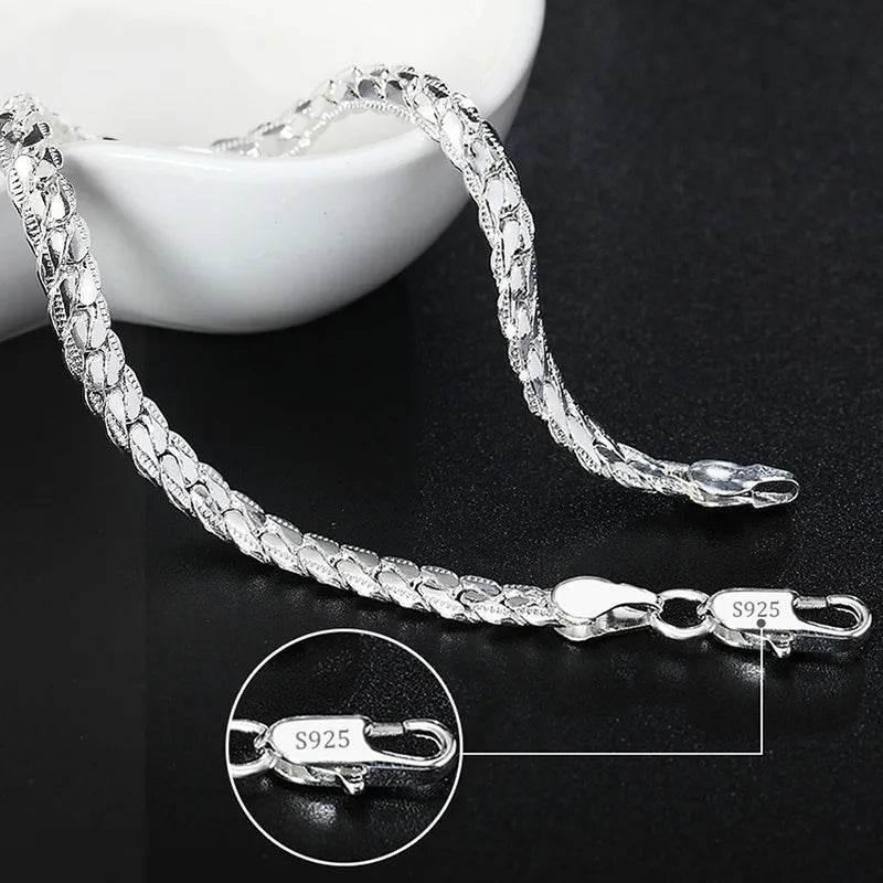 EMESA HOME 925 Sterling Silver Chain Solid Bracelet for Women& Men's Charm Party Gift Wedding Fashion Jewelry - EMESA HOME™