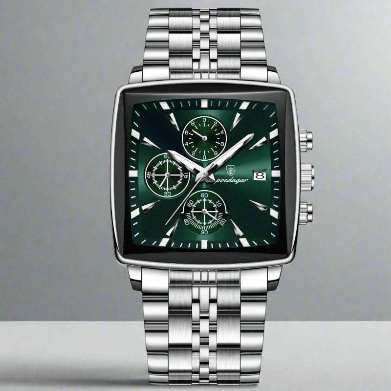 EMESA HOME Luxury Square Sport Man Wristwatch Waterproof Luminous Chronograph Quartz Men's Watches Stainless Steel - EMESA HOME™