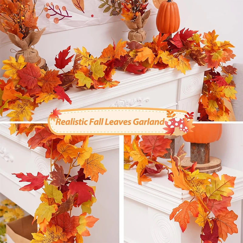 EMESA HOME 200CM Artificial Maple Leaf Garland Vine for Autumn Decor